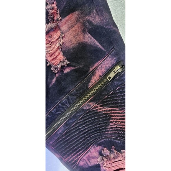 Kayden K Men's Skinny Jeans Comfort Stretch Slim 34 Distressed Tye-Dye Pants - Picture 3 of 11